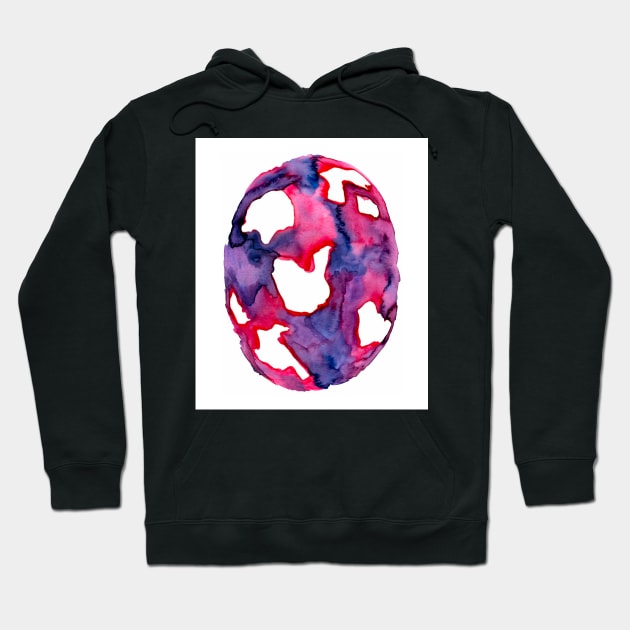 Vibrant Pink, Purple, and Magenta Watercolor Abstract Orb Hoodie by gloobella